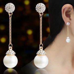 Pearl and Diamond Drop Earrings